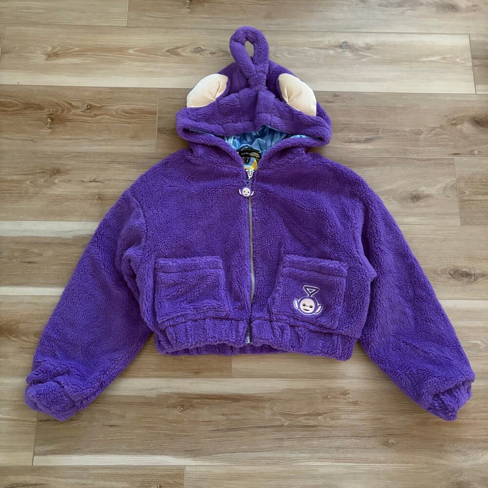 Dolls Kill X Teletubbies Tinky-Winky Hooded Sherpa Jacket S